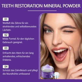 Zahnpulver Gegen Verfärbungen, 2 Stück Teeth Whitening Powder, Zahnreparatur Mineralpuder, Zahnweiss Pulver fur Frischer Atem, Effektiv bei der Stärkung von Zähnen und Zahnfleisch, Zähne Flecken(100G)