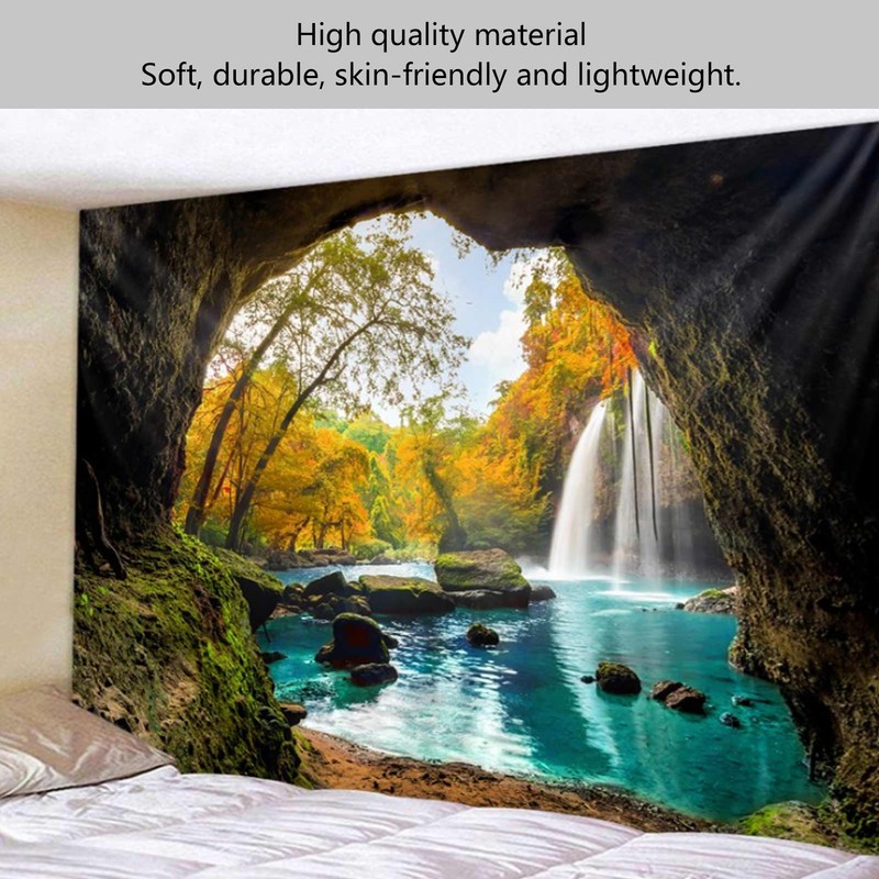 Cave River Landscape Pattern Tapestry Wall Hanging Wall Blanket for