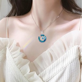 MOONMORY Ocean Necklace 925 Sterling Silver Sea Turtle/Starfish/Surfer/Seashell Pendant Necklace Beach Jewelry Gift for Women (YYN0320-2)