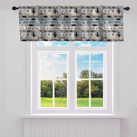 Lake House - Cortinas de cocina, 1 panel, 132 x 45 cm, cortinas de cocina rústica de lago, cenefas de madera de color oscuro, cortinas de cenefa para lago, navegante, cenefas de cortina para ventanas para sala de estar y recámara