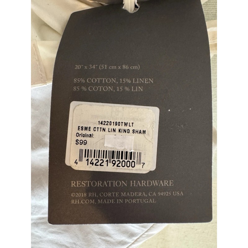 Restoration Hardware RH Restoration hardware ESMÉ COTTON-LINEN KING SHAM twilit