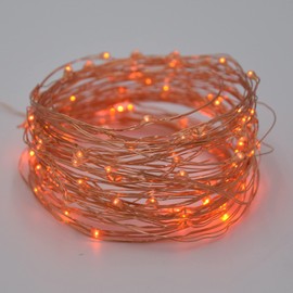 Hometown Evolution, Inc. Orange LED Fairy Lights - Plug in - 33 Foot 100 Orange LED Micro Lights on Copper Wire - Waterproof for Indoor and Outdoor Use