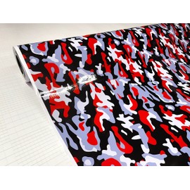 RED Black White Gray Glossy Camouflage Vinyl Car Wrap Film Sheet + Free Cutter & Squeegee ( Except Sample Size) (15FT x 5FT / 180" x 60")