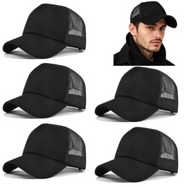 5 Pieces Vintage Washed Plain Baseball Cap Distressed Dad Golf Hat for Men Women (5 Black)