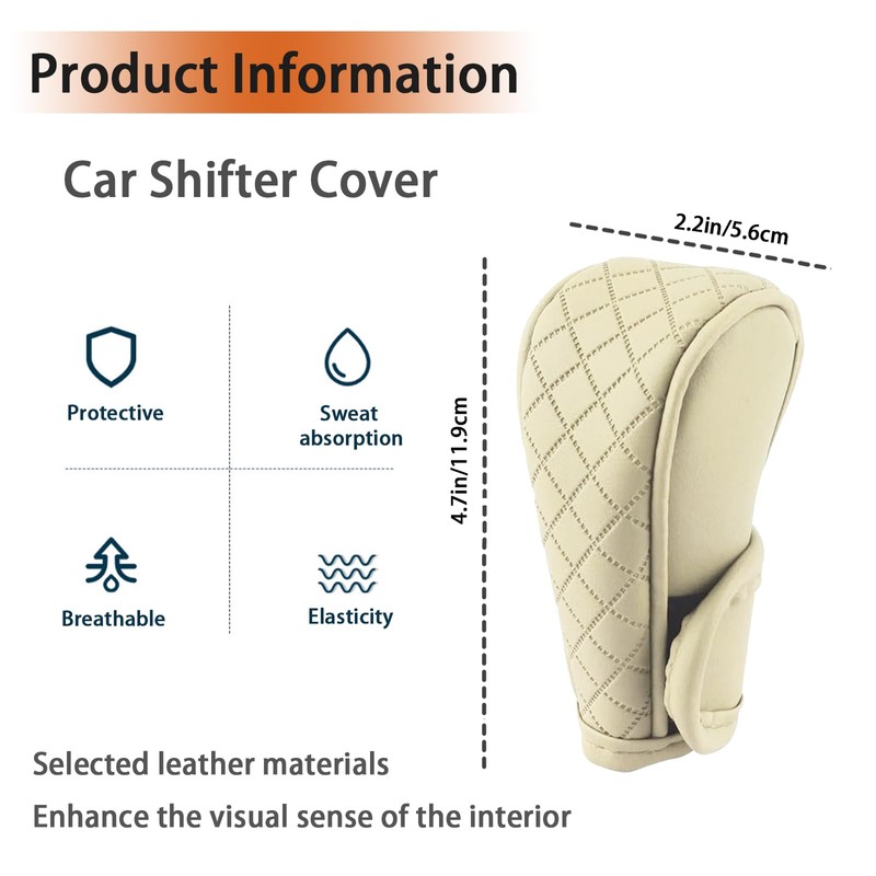 HIAHXC Car Gear Knob Cover Waterproof Leather Gear Lever Cover
