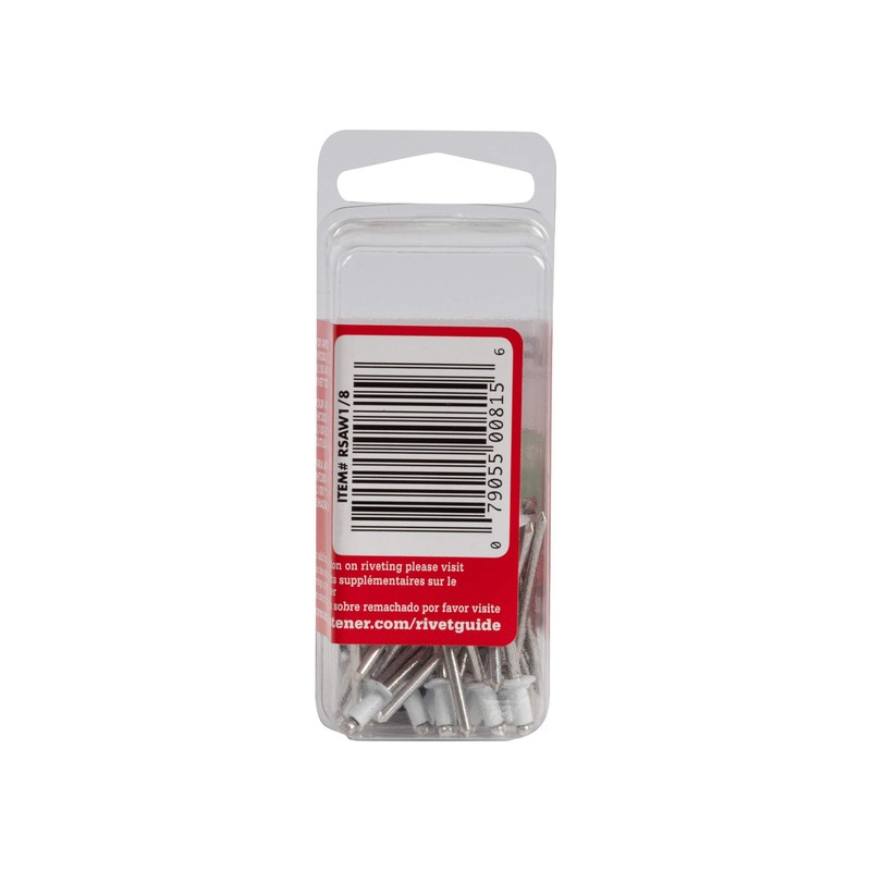 Arrow RSAW1/8 Short Aluminum White 1/8-Inch Rivets, 25-Count