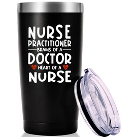 Nurse Practitioner Brains Of A Doctor Heart Of A Nurse Mug.Nurses Week,Nurse Practitioner,Nursing School Graduation Gifts.Thank You,Appreciation Gifts for Nurse Practitioner Tumbler(20oz Black)