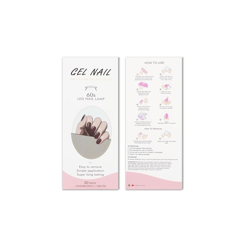 JMEOWIO Lámina de uñas de gel rojo vino, autoadhesiva, pegatinas