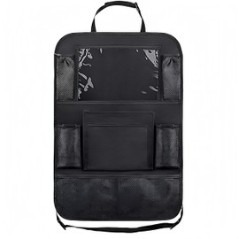 DILUSILK 1pcs Car Seat Organizer, Car Organiser,Back Seat Organizer with Waterproof Kick Mats,with Pad Tablet Holder Storage Pockets for Books, Bottles