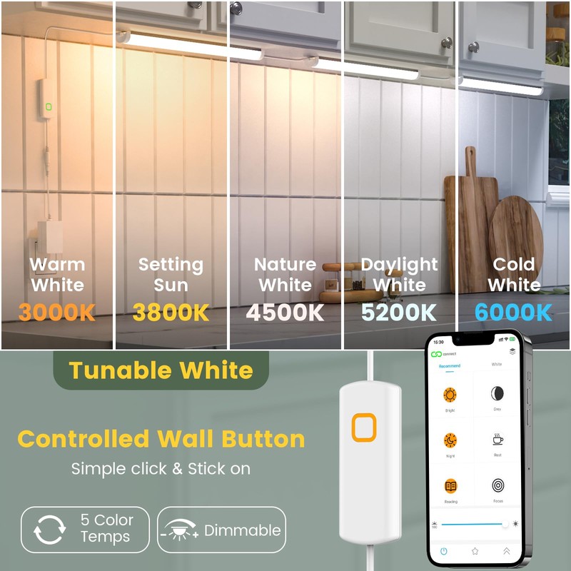 Under Cabinet Led Light Plug in, 6 PCS 12” Under