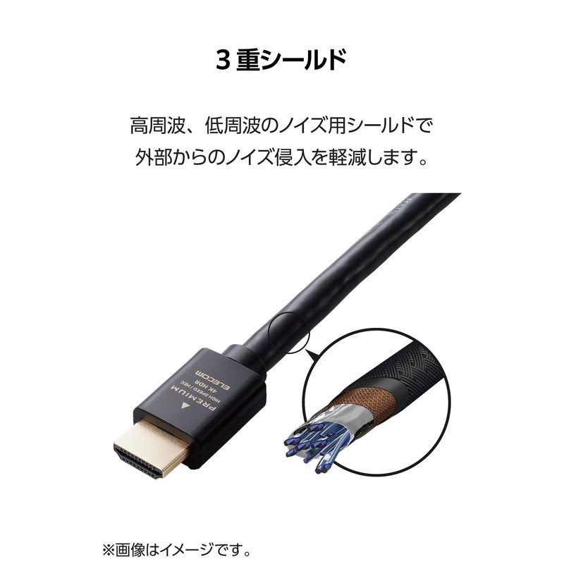 エレコム HDMI ケーブル 5m <Ver2.0> プレミアム 4K2K(60Hz) 【Premium HDMI(R) Cable規格認証済み】