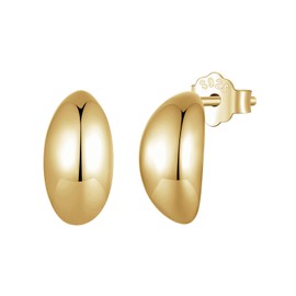 Qings Sterling Silver 925 Chunky Earrings Dupes for Women 18K Golden Waterdrop Gold-Plated Teardrop Earrings Thick Water Drop Teardrop Stud Earrings for Women, Sterling Silver, No Gemstone