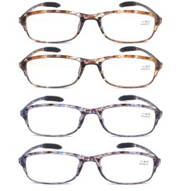 Mcoorn Computer Blue Light Blocking Reading Glasses(Flexible and Lightweight) UV Protection Readers Anti Eyestrain for Women Men (4 Tortoise, 2.00, multiplier_x)