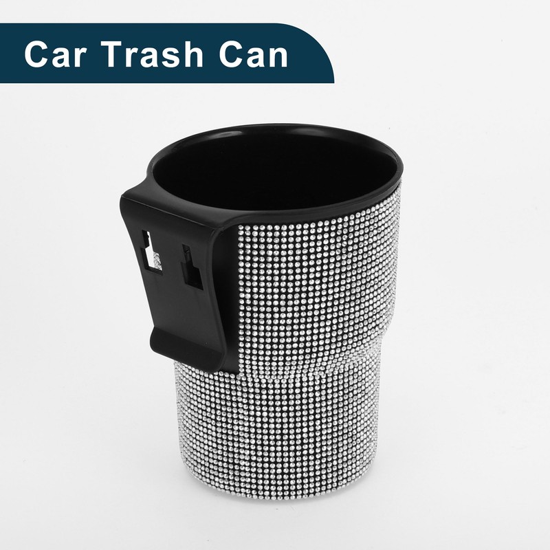 TUCKBOLD Car Trash Can Portable Seat Back Trash Bin White