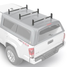 AA-Racks Model DX36 Universal Pickup Truck Cap & Topper 3 Bar Ladder Roof Van Rack System Adjustable Steel Cross Bars - Sandy Black