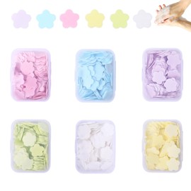 6 Boxes Soap Sheets, 6 Fragrances Flower Boxes, 600 Pieces Soap Sheets for On the Go, Paper Soap, Soap Sheets for Outdoor, Travel, Camping (Lemon, Milk, Rose, Jasmine, Grape, Velvet)