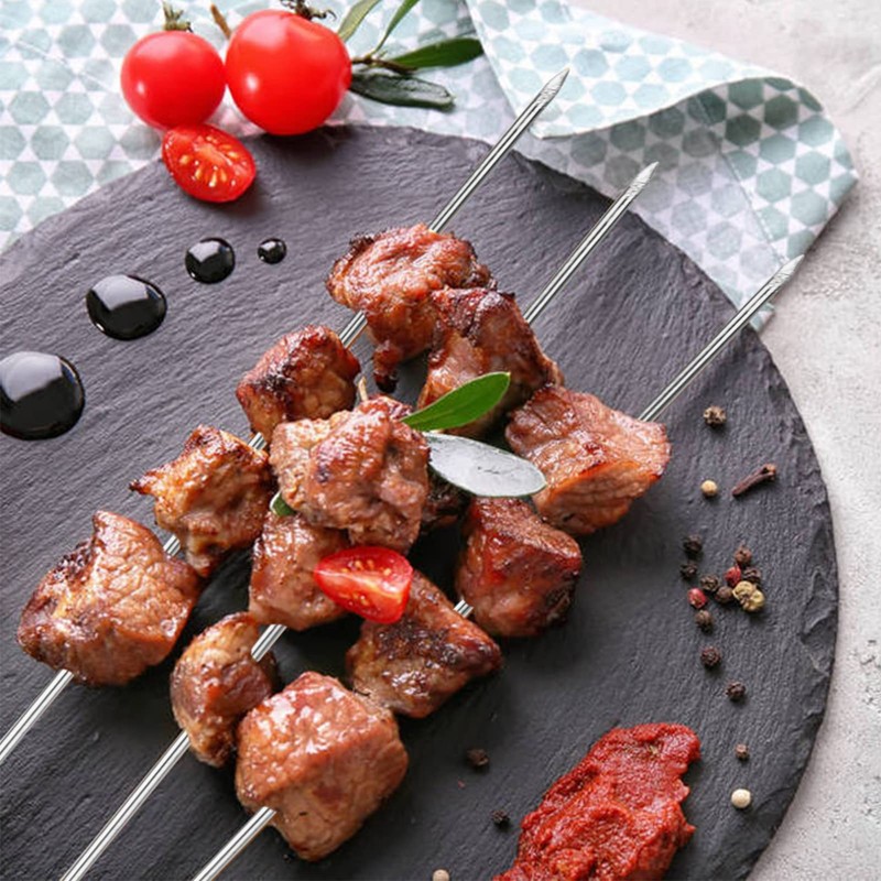 30 Pieces Kebab Skewers Reusable Stainless Steel Grilling BBQ Stick