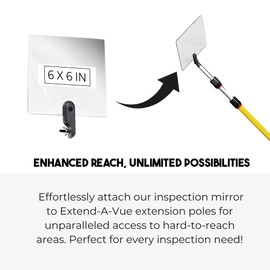Extend A Vue - Inspection Mirror Replacement Works with Extend A Vue Extension Poles, 6 inch x 6 inch