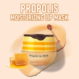 KYDA 2 Pcs Honey Lip Mask Set, Propolis Moisturizing Lip Mask for Day&Night Lip Care, Lighten Dark Lip Color Reduce Lip Lines&Wrinkle, Lip Repair Mask Lip Exfoliator (Honey+Strawberry+Apple Lime)