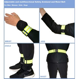 Exporee Pack of 4 Adjustable Reflector Bracelets, Warning Reflector Safety Running Cycling Jogging Reflector Wrist Ankle Leg Waist for Children and Adults