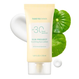 THANKYOU FARMER Sun Project Soothing Sun Lotion SPF 30 - Korean Sunscreen with Centella Asiatica - Dermatologist Tested, Broad Spectrum, Hydrating, Lightweight, No White Cast - 1.69 fl oz