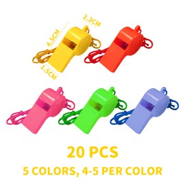 TAFACE 24 Pieces Colourful Whistle Cheering Whistle Kids Training Sports Whistle with Lanyard Suitable for School Competition Team Game Holiday Party