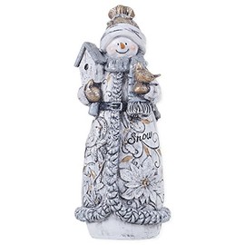 Transpac Imports Snow Poinsettia Robe Snowman Birdhouse 10 x 4 Resin Stone Christmas Table Top Figurine