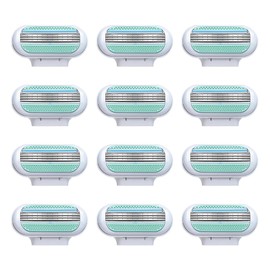 Venus Smooth Women's Razor Blades, Pack of 12, Venus Smooth Replacement Blades, Women's Razor, Razor Blades with 3 Protective Cushions with Moisturising Protective Cushion, Ideal for Sensitive Skin and Intimate Areas