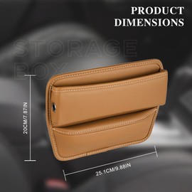 Kutyun Car Seat Gap Organizer, Car Seat Side Pocket Organizer, Premium Leather Car Seat Storage Box, Car Organizers Multifunctional Car Seat Gap Filler for Storing Phones, Glasses, Keys (Brown)