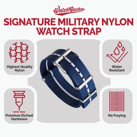 WatchGecko Swiss Quality Military Nylon Watch Band - Stylish - Durable