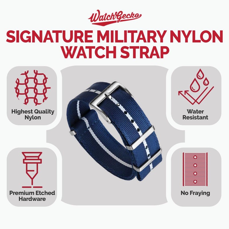 WatchGecko Swiss Quality Military Nylon Watch Band - Stylish -