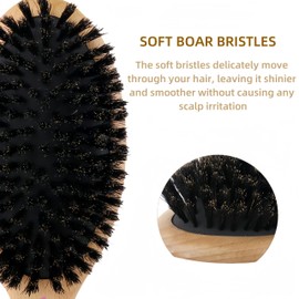 LIROCORA Boar Bristle Hair Brush Set for Women Men Kid, Soft Natural Bristles Brush for Thin and Fine Hair, Restore Shine and Texture, Set includes Peach Comb and Rat Tail Comb