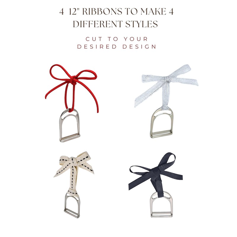 Equestrian Stirrup Christmas Ornament with Bows, personalizable, Customizable, Horse Lover