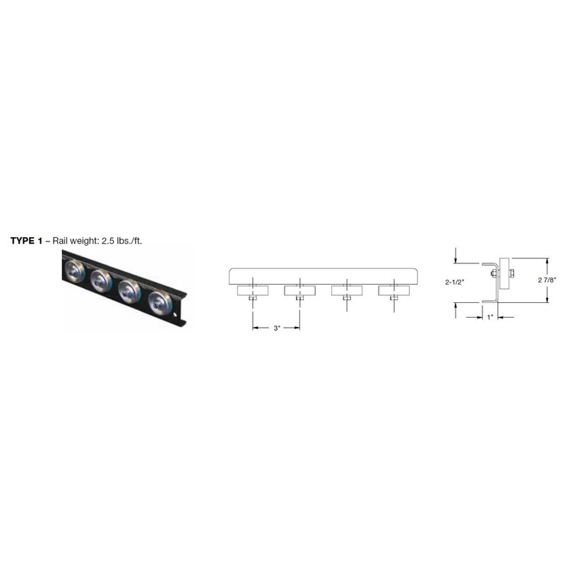 Conveyor Rails, Flow Rail 5-Foot Long Skate Wheel Conveyor, T1