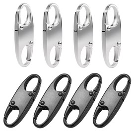 8Pcs Anti Theft Zipper Clips Small Double Carabiner Clip Alloy Holding Zipper Closed Theft Deterrent Zippers Lock Replacement for Bag Key Luggage (Silver+Black)