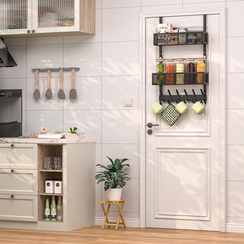 LUCYCAZ Adjustable Over The Door Hooks Organizer, Over The Door