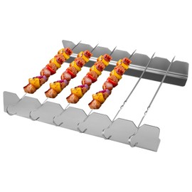 Set of 12 Stainless Steel Barbecue Skewers, 30 cm Stainless Steel with Grill Frame, Kebab Skewers, Kebab Attachment for Gas Grill, for Barbecue, Meat, Vegetables