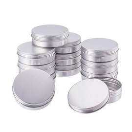 BENECREAT 12-Piece Set 3.4 fl oz (100 ml) Aluminum Cans, Aluminum Screw Cap Cans, Divided Containers, Refill Containers, Cream Case, Storage Box for Cosmetics, Cream, Small Items, Silver