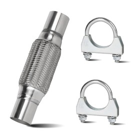 EFUTURETIME Flexible Pipe Exhaust 45 mm Pipe Connector Stainless Steel 150 mm x 250 mm with 2 Exhaust Clamps, Exhaust Pipe Mounting Parts for Exhaust Systems