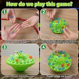 Marble Game & Balance Game for Kids - 60 Premium Glass Marbles, Strategy Fun Toy for 1-4 Players, Ready to Play Out of The Box 8 Years Old