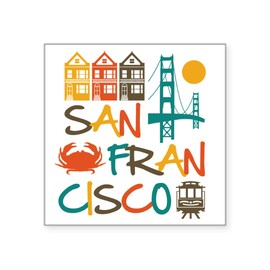 CafePress San Francisco Sticker (Square 50 pk)