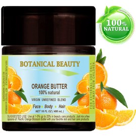 ORANGE OIL BUTTER RAW. Orange essential Oil, Orange wax, Soybean Oil.100% Natural VIRGIN UNREFINED. 16 Fl oz - 480 ml. For Skin, Hair, Lip and Nail Care.
