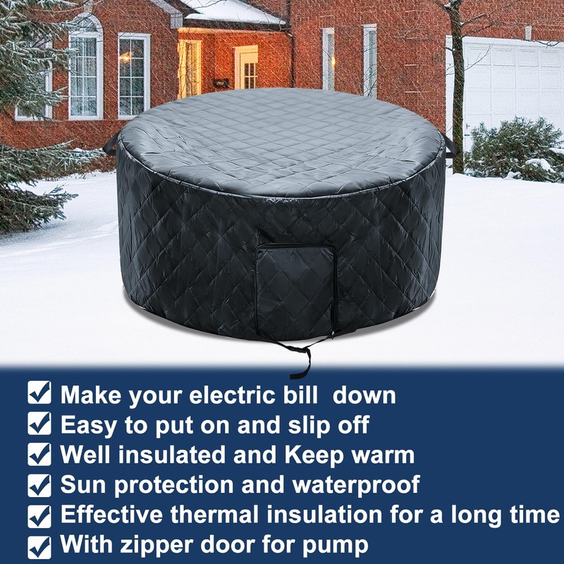 Insulated Inflatable Hot Tub Cover Round Full Coverage Hot Tub