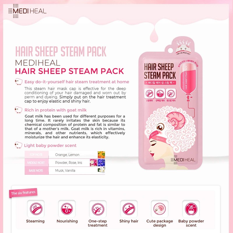 MEDIHEAL(Genuine Product) Hair Sheep Steam Pack, Treatment, 1.4 oz (40