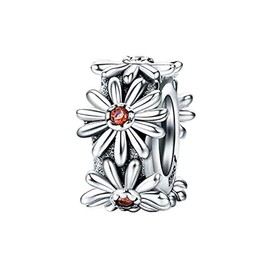 ABAOLALA - Abalorio espaciador de plata de ley 925 con clip de abalorio de silicona para pulsera y collar, Plata, plateado