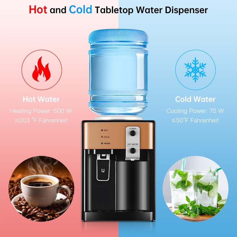 Housiwill Countertop Water Dispenser, Top Loading Water Cooler for 1.2