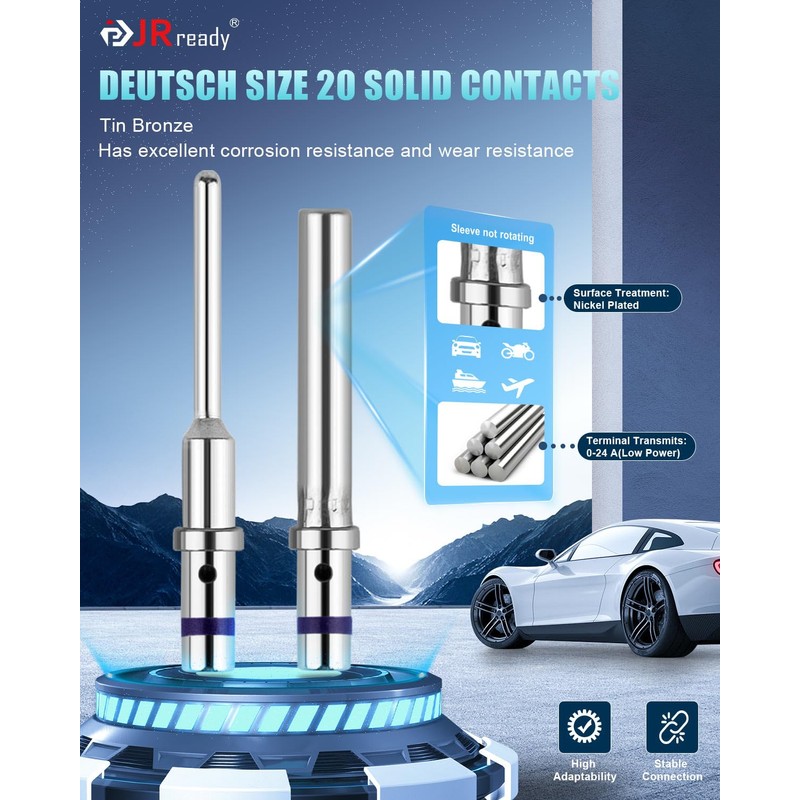 JRready Deutsch Connector Solid Contact Kit,Pin & Socket Solid Contacts