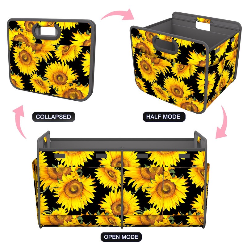 Homeve Trunk Organizer, Car Storage, Reinforced Handles, Collapsible Multi-Compartment Car
