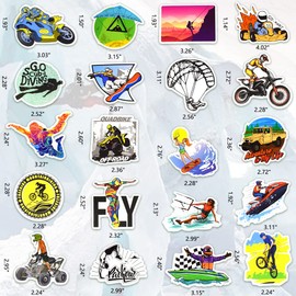 DETICKERS Extreme Sports Stickers for Kids Boys Stickers for Water Bottle Waterproof Extreme Sports Vinyl Stickers for Laptop