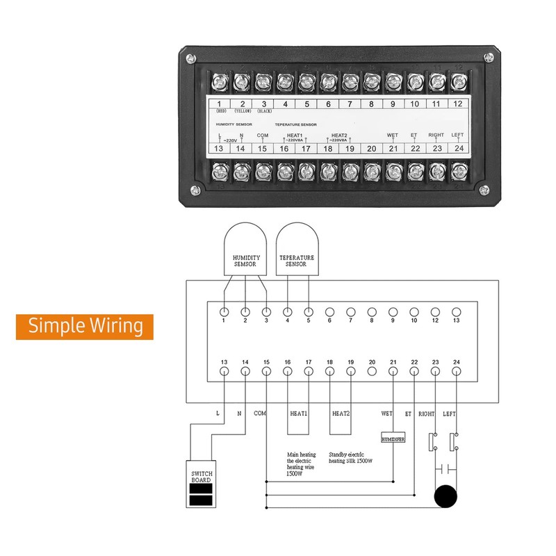 Egg Incubator Controller Thermostat with Temperature Humidity Sensor Probe Temperature